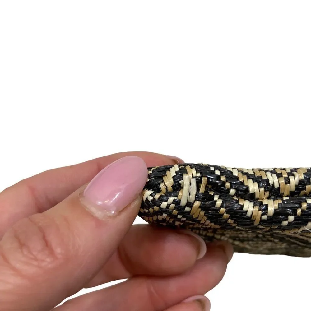 Trina‎ Brand Tan and Black Woven Cosmetic Bag With Zipper Closure